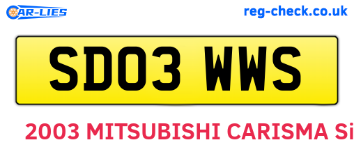 SD03WWS are the vehicle registration plates.