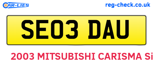 SE03DAU are the vehicle registration plates.