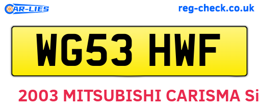 WG53HWF are the vehicle registration plates.