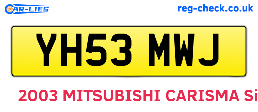 YH53MWJ are the vehicle registration plates.