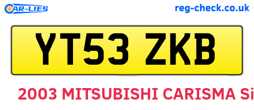 YT53ZKB are the vehicle registration plates.