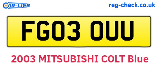 FG03OUU are the vehicle registration plates.