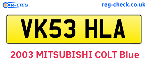 VK53HLA are the vehicle registration plates.
