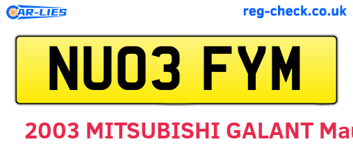 NU03FYM are the vehicle registration plates.