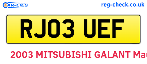 RJ03UEF are the vehicle registration plates.