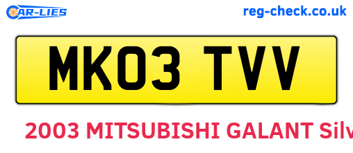 MK03TVV are the vehicle registration plates.