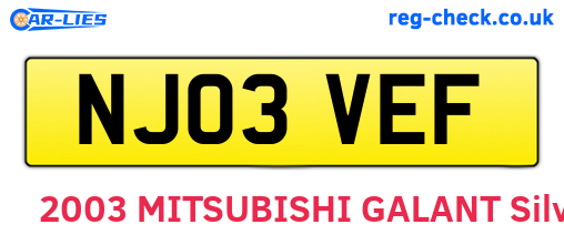 NJ03VEF are the vehicle registration plates.
