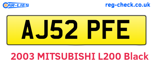 AJ52PFE are the vehicle registration plates.