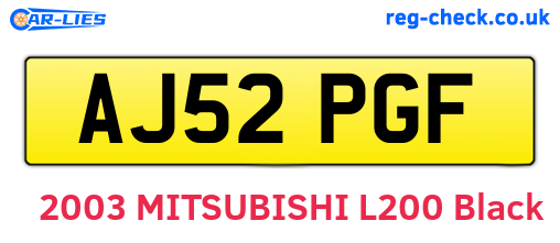 AJ52PGF are the vehicle registration plates.