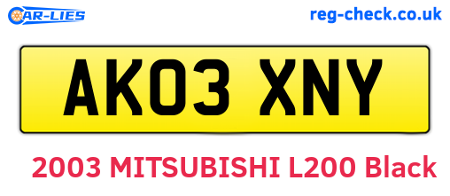 AK03XNY are the vehicle registration plates.