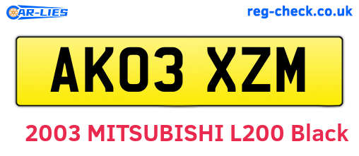 AK03XZM are the vehicle registration plates.