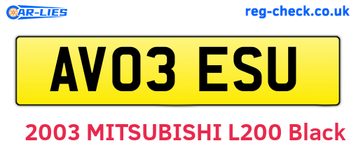 AV03ESU are the vehicle registration plates.