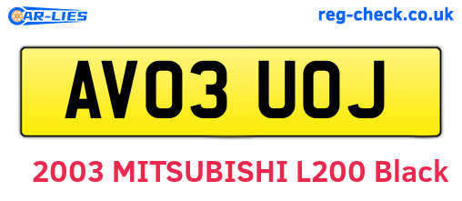 AV03UOJ are the vehicle registration plates.
