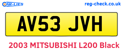 AV53JVH are the vehicle registration plates.
