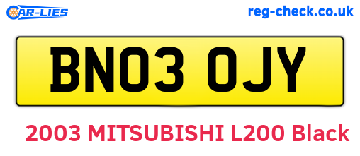 BN03OJY are the vehicle registration plates.