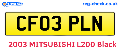 CF03PLN are the vehicle registration plates.