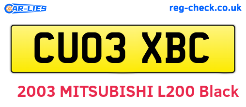 CU03XBC are the vehicle registration plates.