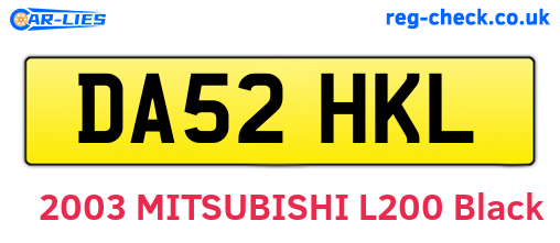 DA52HKL are the vehicle registration plates.