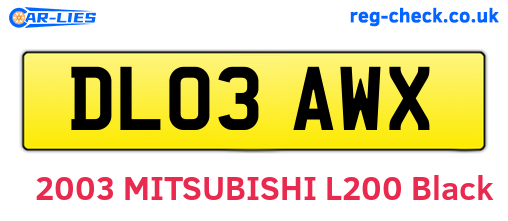 DL03AWX are the vehicle registration plates.