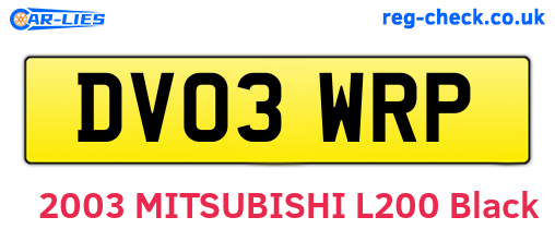 DV03WRP are the vehicle registration plates.