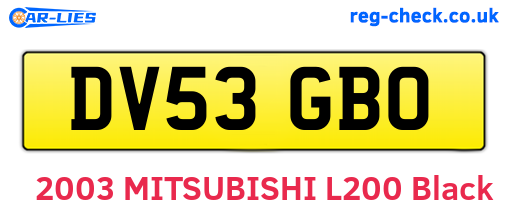 DV53GBO are the vehicle registration plates.