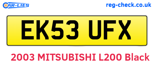 EK53UFX are the vehicle registration plates.