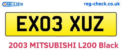 EX03XUZ are the vehicle registration plates.