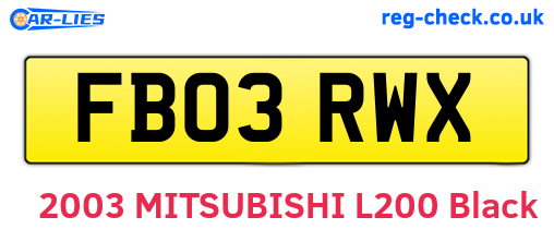 FB03RWX are the vehicle registration plates.