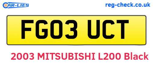 FG03UCT are the vehicle registration plates.