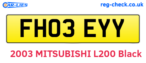 FH03EYY are the vehicle registration plates.