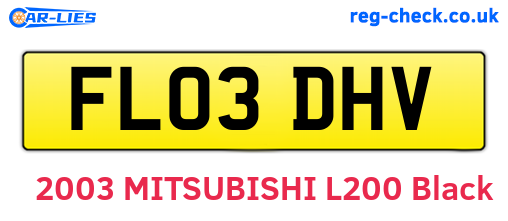 FL03DHV are the vehicle registration plates.