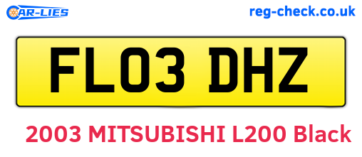 FL03DHZ are the vehicle registration plates.