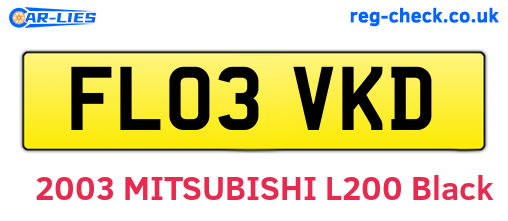 FL03VKD are the vehicle registration plates.