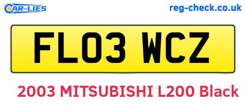 FL03WCZ are the vehicle registration plates.