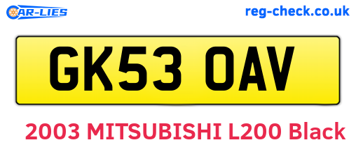 GK53OAV are the vehicle registration plates.