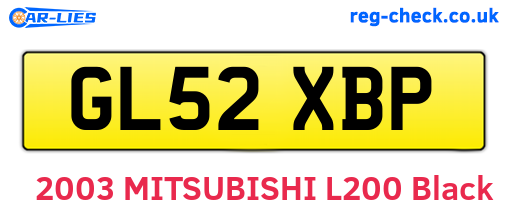 GL52XBP are the vehicle registration plates.
