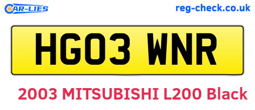 HG03WNR are the vehicle registration plates.