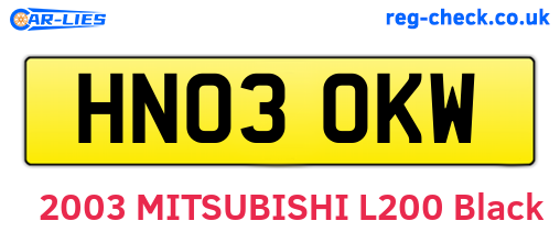 HN03OKW are the vehicle registration plates.