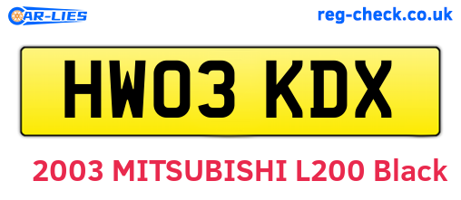 HW03KDX are the vehicle registration plates.