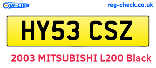 HY53CSZ are the vehicle registration plates.