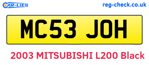 MC53JOH are the vehicle registration plates.