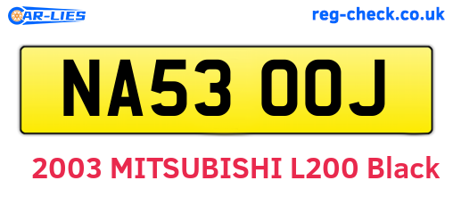 NA53OOJ are the vehicle registration plates.