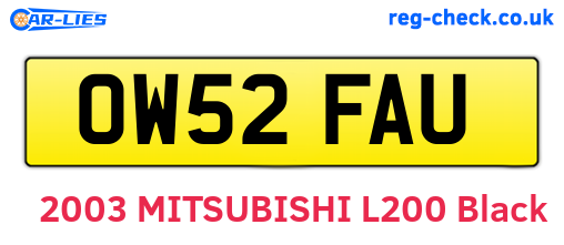 OW52FAU are the vehicle registration plates.