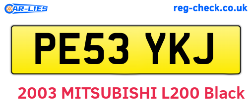 PE53YKJ are the vehicle registration plates.