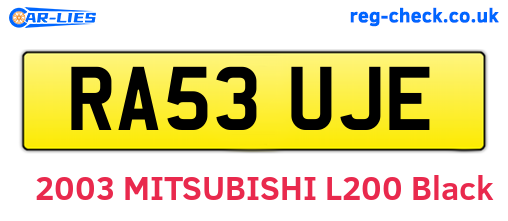 RA53UJE are the vehicle registration plates.