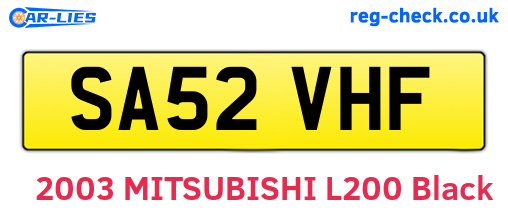 SA52VHF are the vehicle registration plates.