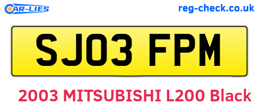 SJ03FPM are the vehicle registration plates.