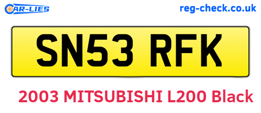 SN53RFK are the vehicle registration plates.