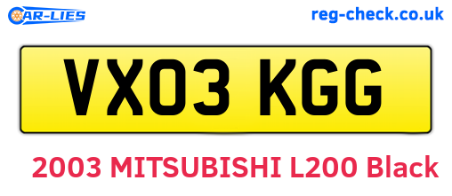 VX03KGG are the vehicle registration plates.