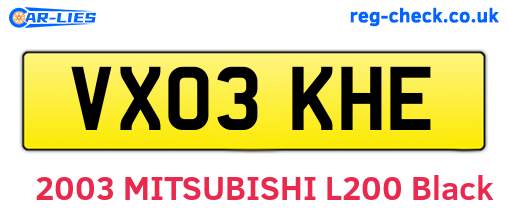 VX03KHE are the vehicle registration plates.